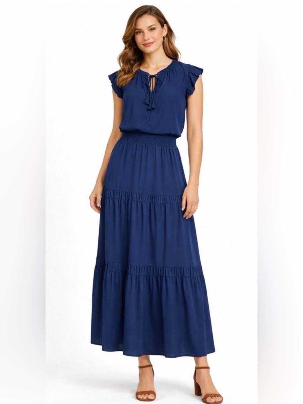 MISA Navy Tiered Maxi Skirt With Matching Top